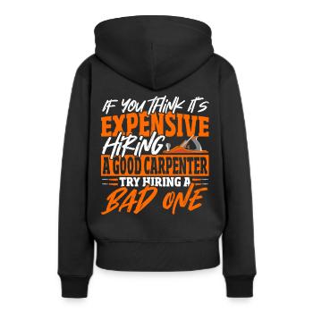 Schreiner Schreinerei Handwerker Werkzeug - Frauen Premium Bio Hoodie - Schwarz - Hinten - Julia (174cm)