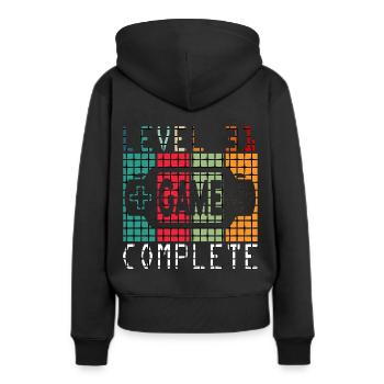 Niveau 31 Déverrouillé - Sweat à capuche Premium bio Femme - noir - Dos - Julia (174cm)
