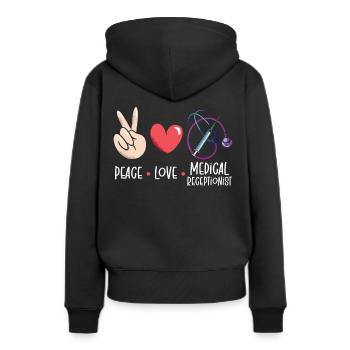 Réceptionniste médicale Réception médicale - Sweat à capuche Premium bio Femme - noir - Dos - Julia (174cm)