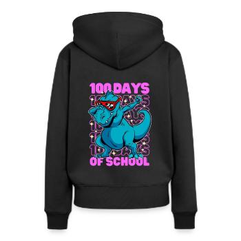 100 jours d'écoles dinosaure dab t-rex rose - Sweat à capuche Premium bio Femme - noir - Dos - Julia (174cm)