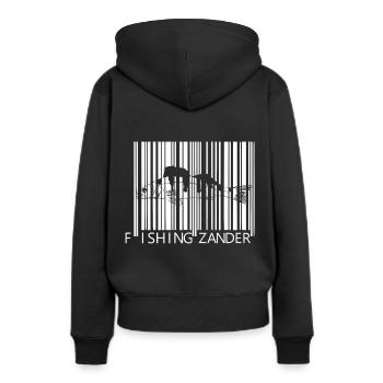 Zander - Pêche au sandre - Sweat à capuche Premium bio Femme - noir - Dos - Julia (174cm)