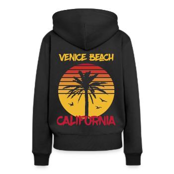 Californie Venice Beach Palm Ocean Surf - Sweat à capuche Premium bio Femme - noir - Dos - Julia (174cm)
