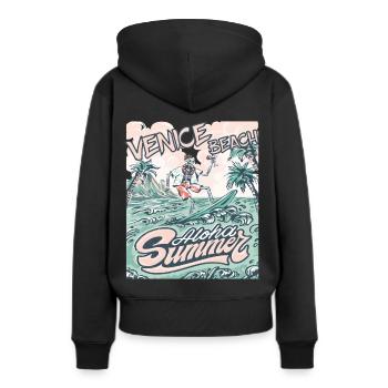 Familienurlaub Kalifornien Venice Beach Palme Ozea - Frauen Premium Bio Hoodie - Schwarz - Hinten - Julia (174cm)