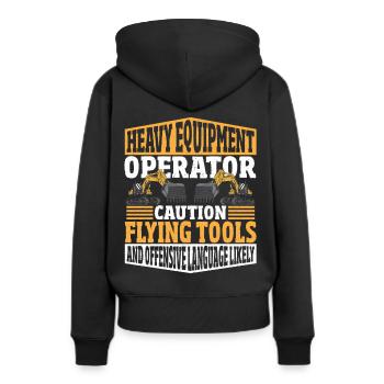 Opérateur de machine Opérateur de machine de construction Machines de construction - Sweat à capuche Premium bio Femme - noir - Dos - Julia (174cm)