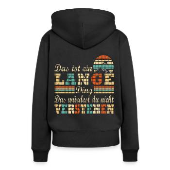 Name LANGE - Frauen Premium Bio Hoodie - Schwarz - Hinten - Julia (174cm)