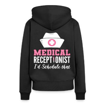 Réceptionniste médicale Réception médicale - Sweat à capuche Premium bio Femme - noir - Dos - Julia (174cm)