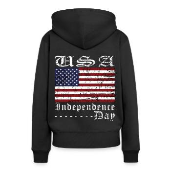 Jour de l’indépendance - Sweat à capuche Premium bio Femme - noir - Dos - Julia (174cm)
