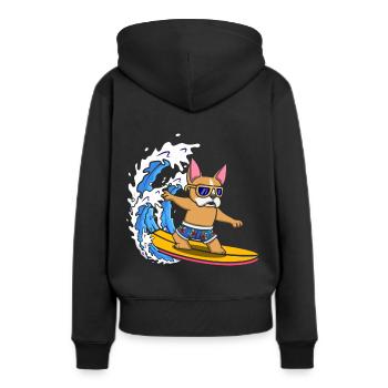 Surfbrett Hundeliebhaber Tier Hundezüchter Surfen - Frauen Premium Bio Hoodie - Schwarz - Hinten - Julia (174cm)