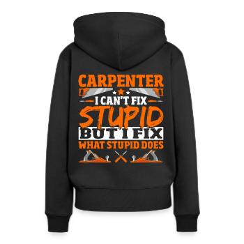 Schreiner Schreinerei Handwerker Zimmermann - Frauen Premium Bio Hoodie - Schwarz - Hinten - Julia (174cm)