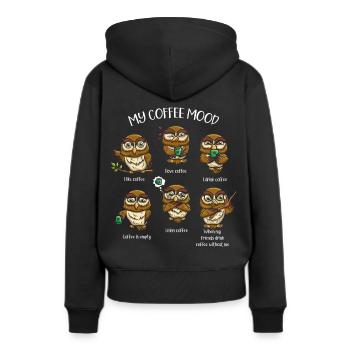 Nachtvogel Meine Koffeinierte - Frauen Premium Bio Hoodie - Schwarz - Hinten - Julia (174cm)