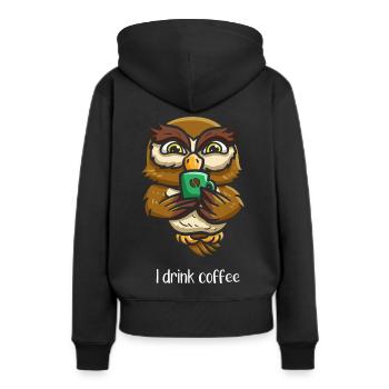 coffee brewed nocturnal bird - Women’s Premium Organic Hoodie - black - Back - Julia (174cm)