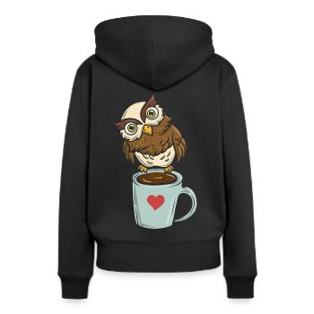 Koffeinierter Nachtvogel Koffein - Frauen Premium Bio Hoodie - Schwarz - Hinten - Julia (174cm)