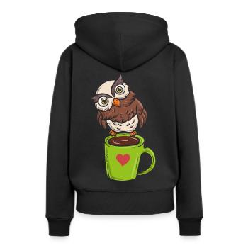 Eule Nachtvogel Koffeinliebhaber - Frauen Premium Bio Hoodie - Schwarz - Hinten - Julia (174cm)