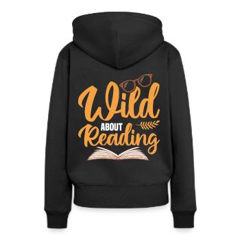 Bücherwurm Bücher Buch Lesen Leseratte - Frauen Premium Bio Hoodie - Schwarz - Hinten - Julia (174cm)