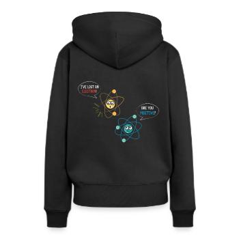 J’ai perdu un électron - Sweat à capuche Premium bio Femme - noir - Dos - Julia (174cm)