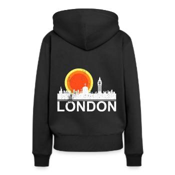 Londres Big Ben Skyline Coucher de soleil - Sweat à capuche Premium bio Femme - noir - Dos - Julia (174cm)