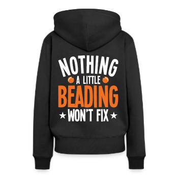 Perle Perle Broderie Bijoutier Fabricant de bijoux - Sweat à capuche Premium bio Femme - noir - Dos - Julia (174cm)