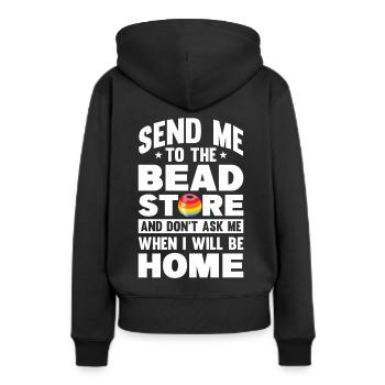 Perle Perle Broderie Bijoutier Fabricant de bijoux - Sweat à capuche Premium bio Femme - noir - Dos - Julia (174cm)