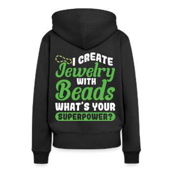 Perle Perle Broderie Bijoutier Fabricant de bijoux - Sweat à capuche Premium bio Femme - noir - Dos - Julia (174cm)