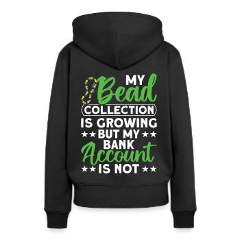 Perle Perle Broderie Bijoutier Fabricant de bijoux - Sweat à capuche Premium bio Femme - noir - Dos - Julia (174cm)