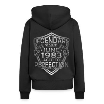 Juni 1983 Jahrestag Juni 1983 Juni - Frauen Premium Bio Hoodie - Schwarz - Hinten - Julia (174cm)