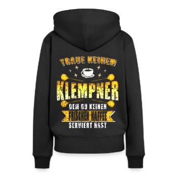 Kaffee liebender Klempner Klempner Klempner - Frauen Premium Bio Hoodie - Schwarz - Hinten - Julia (174cm)