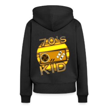 70er Jahre Kind - Frauen Premium Bio Hoodie - Schwarz - Hinten - Julia (174cm)
