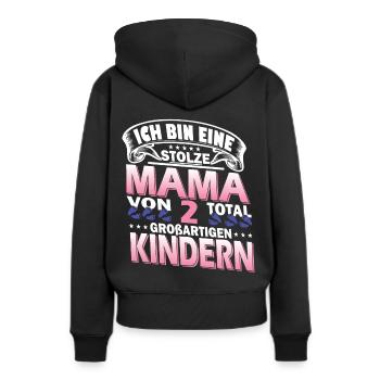 Mama 2 Kinder - Frauen Premium Bio Hoodie - Schwarz - Hinten - Julia (174cm)