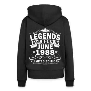 Juni 1988 Jahrestag Juni 1988 Juni - Frauen Premium Bio Hoodie - Schwarz - Hinten - Julia (174cm)