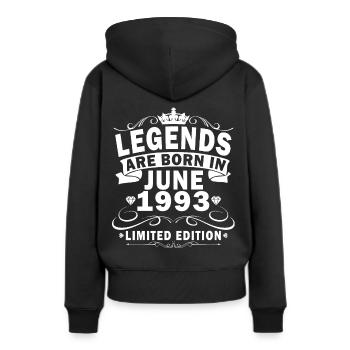 Juni 1993. Geburtstagsgeschenk Juni 1993. Juni. - Frauen Premium Bio Hoodie - Schwarz - Hinten - Julia (174cm)