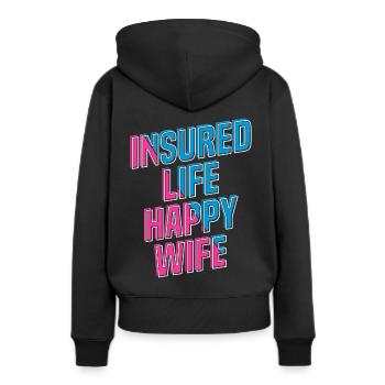 Vendeur d’assurance Agent d’assurance - Sweat à capuche Premium bio Femme - noir - Dos - Julia (174cm)