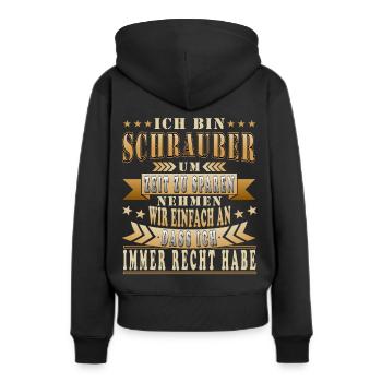 Schrauber Sprüche Mechaniker Schrauben - Frauen Premium Bio Hoodie - Schwarz - Hinten - Julia (174cm)