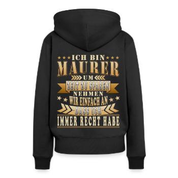 Maurer mauern Mauer Spruch - Frauen Premium Bio Hoodie - Schwarz - Hinten - Julia (174cm)