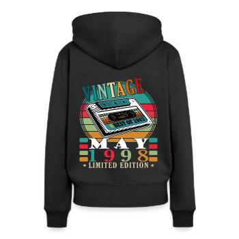 Mai 1998 Mai-Jubiläum Mai 1998 - Frauen Premium Bio Hoodie - Schwarz - Hinten - Julia (174cm)