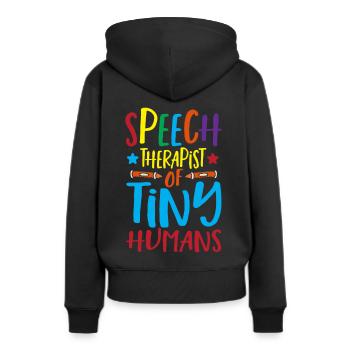 Orthophoniste pour les personnes minuscules - Sweat à capuche Premium bio Femme - noir - Dos - Julia (174cm)