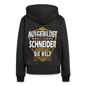 Schneider - Frauen Premium Bio Hoodie - Schwarz - Hinten - Julia (174cm)