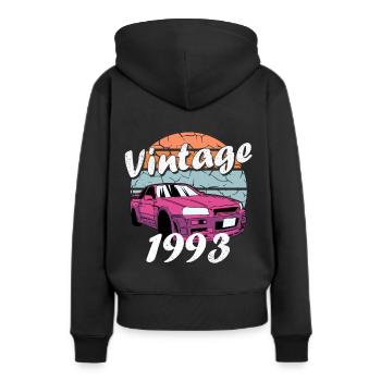 1993 - Jahrgang 1993 - Frauen Premium Bio Hoodie - Schwarz - Hinten - Julia (174cm)