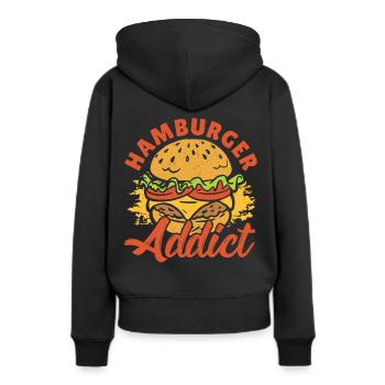 Hamburger Addict Hamburger Fast Food Lover - Sweat à capuche Premium bio Femme - noir - Dos - Julia (174cm)