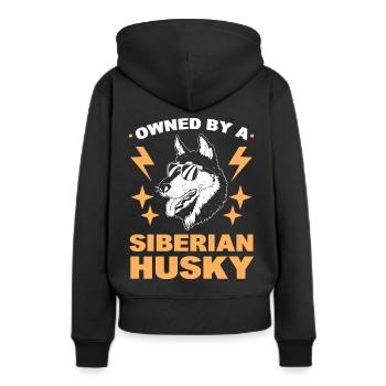 Im Besitz eines Siberian Huskys Siberian Sled Dog - Frauen Premium Bio Hoodie - Schwarz - Hinten - Julia (174cm)