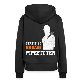 Lustige Pipefitter Dampfer - Frauen Premium Bio Hoodie - Schwarz - Hinten - Julia (174cm)