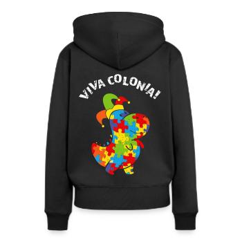 Viva Colonia Carnaval Carnaval Confettis Dino - Sweat à capuche Premium bio Femme - noir - Dos - Julia (174cm)