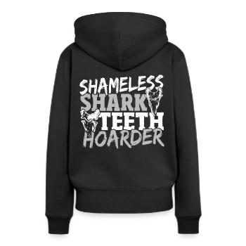 Schamloser Haizahnsammler Haizahnsammler Fossil - Frauen Premium Bio Hoodie - Schwarz - Hinten - Julia (174cm)