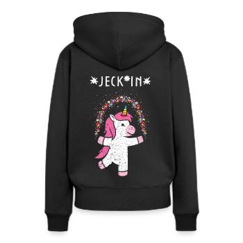 Närrin Karneval Fasching Konfetti Einhorn Narren - Frauen Premium Bio Hoodie - Schwarz - Hinten - Julia (174cm)