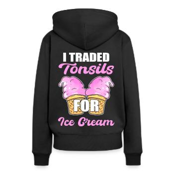 Amygdalectomie J’ai échangé les amygdales pour - Sweat à capuche Premium bio Femme - noir - Dos - Julia (174cm)