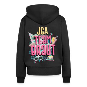 Junggesellinenabschied 90er JGA Retro Vintage - Frauen Premium Bio Hoodie - Schwarz - Hinten - Julia (174cm)