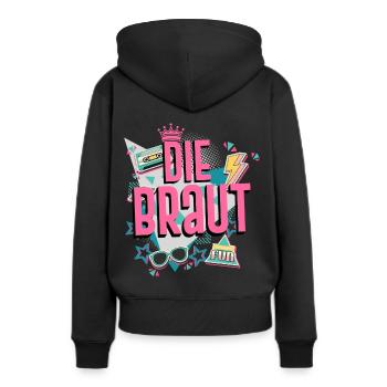 Junggesellinenabschied 90er JGA Retro Vintage - Frauen Premium Bio Hoodie - Schwarz - Hinten - Julia (174cm)