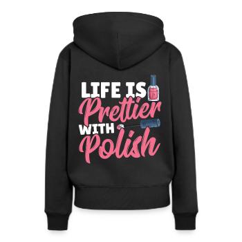 La vie est plus belle avec la laque Nail Tech - Sweat à capuche Premium bio Femme - noir - Dos - Julia (174cm)
