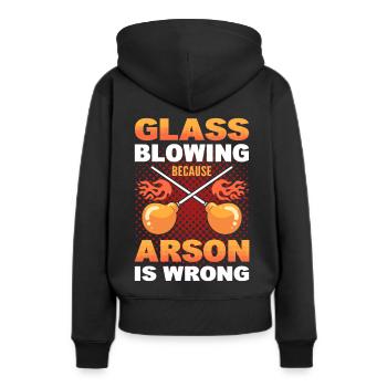 Glasblasen Ursache Brandstiftung ist falsch - Frauen Premium Bio Hoodie - Schwarz - Hinten - Julia (174cm)