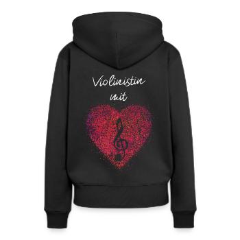 Violinist mit Herz Violine Geige Notenschlüssel - Frauen Premium Bio Hoodie - Schwarz - Hinten - Julia (174cm)