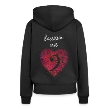 Bassistin mit Herz Bass Kontrabass Orchester - Frauen Premium Bio Hoodie - Schwarz - Hinten - Julia (174cm)